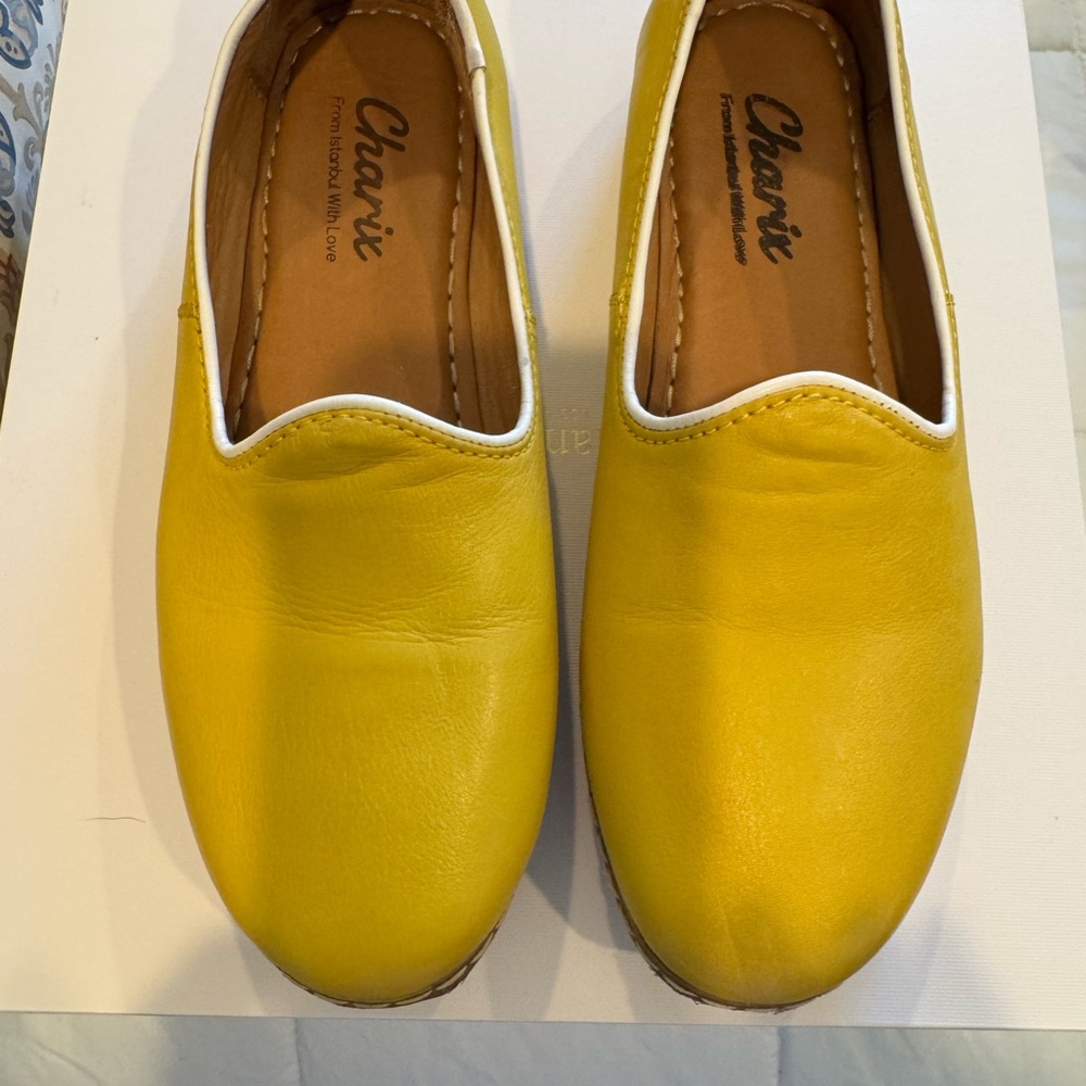 Charix Yellow Leather Slip-On Shoes